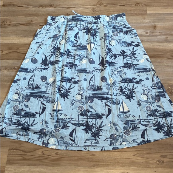Denim & Co. Women's Naturals Sailboat print Linen Blend Midi Skirt XLP NWOT - Picture 3 of 10